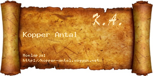 Kopper Antal névjegykártya